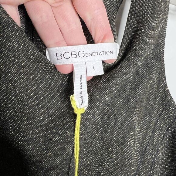 BCBG Generation Dress Womens Large Gold Black Metallic Party NYE Glam Vegas - Picture 13 of 16